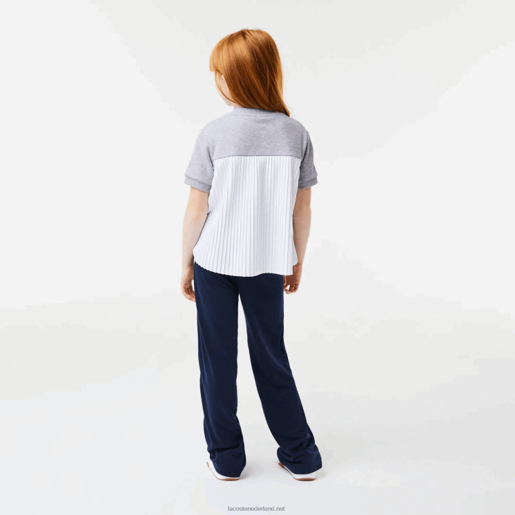 Lacoste T-shirt van katoenfleece met geplooide achterkant 0828H3156 grijze chine ca meisjes