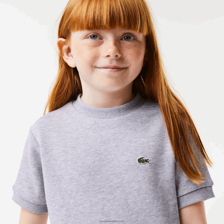 Lacoste T-shirt van katoenfleece met geplooide achterkant 0828H3156 grijze chine ca meisjes
