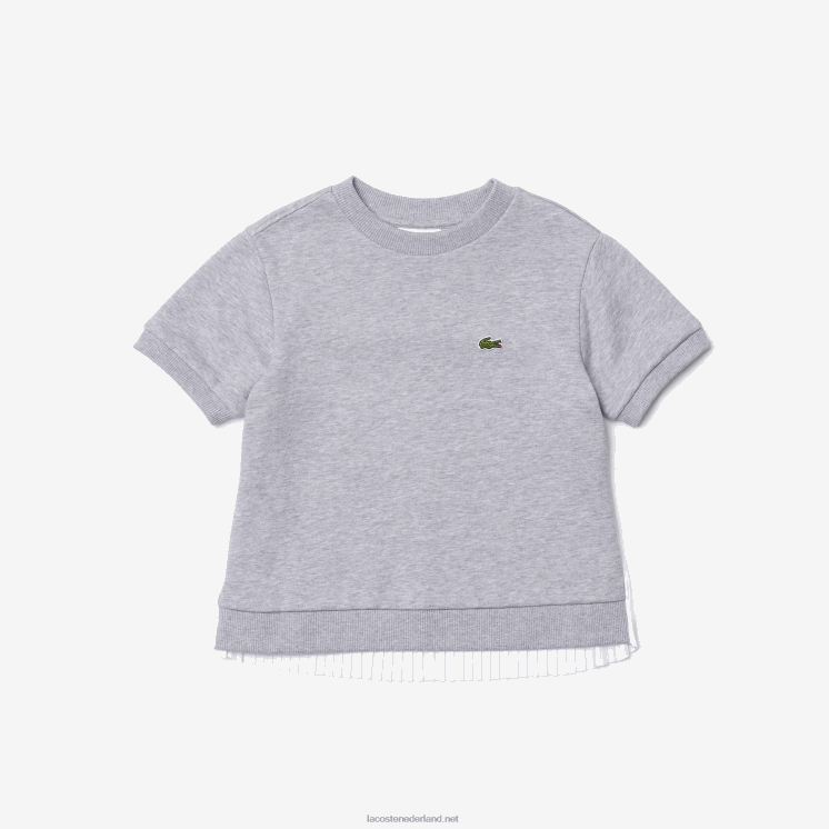 Lacoste T-shirt van katoenfleece met geplooide achterkant 0828H3156 grijze chine ca meisjes