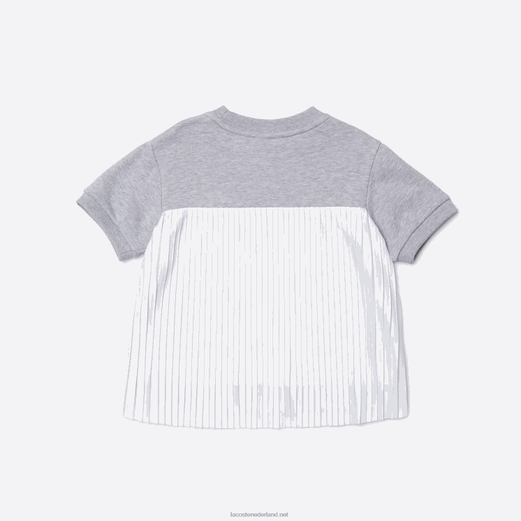 Lacoste T-shirt van katoenfleece met geplooide achterkant 0828H3156 grijze chine ca meisjes