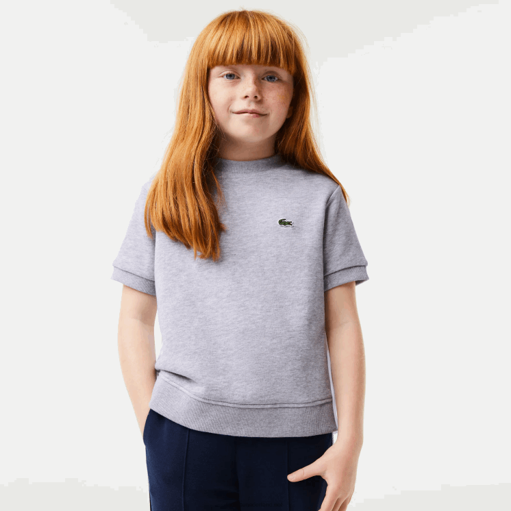 Lacoste T-shirt van katoenfleece met geplooide achterkant 0828H3156 grijze chine ca meisjes