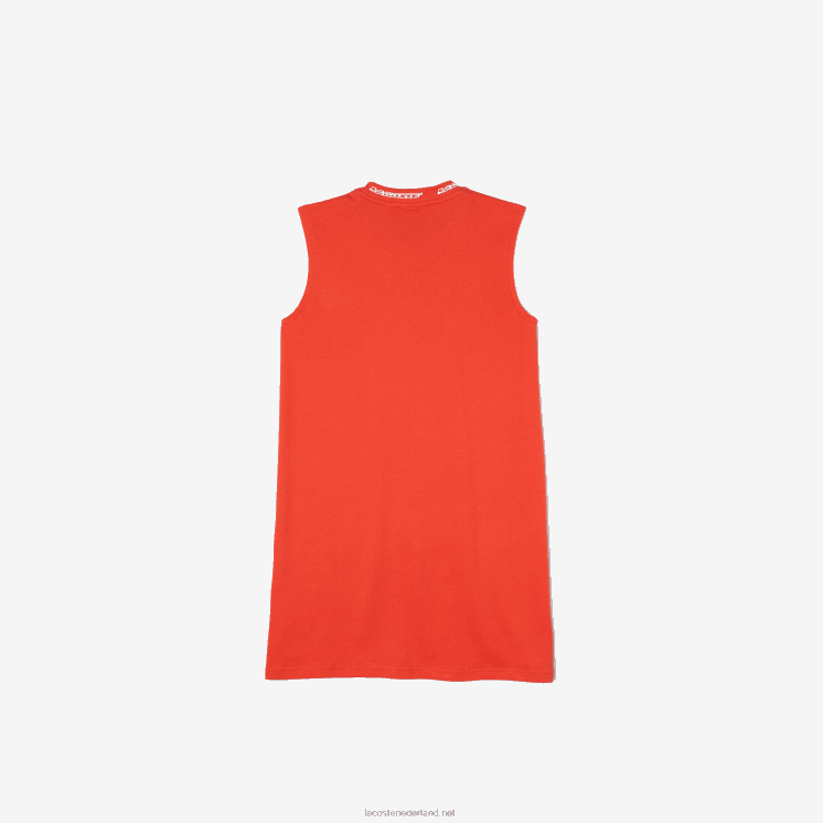 Lacoste T-shirtjurk van katoenjersey met ronde hals en logo 0828H3085 oranje 02k meisjes