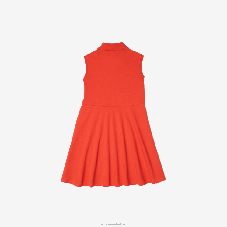 Lacoste fit & flare stretch piqué polojurk 0828H3078 oranje 02k meisjes