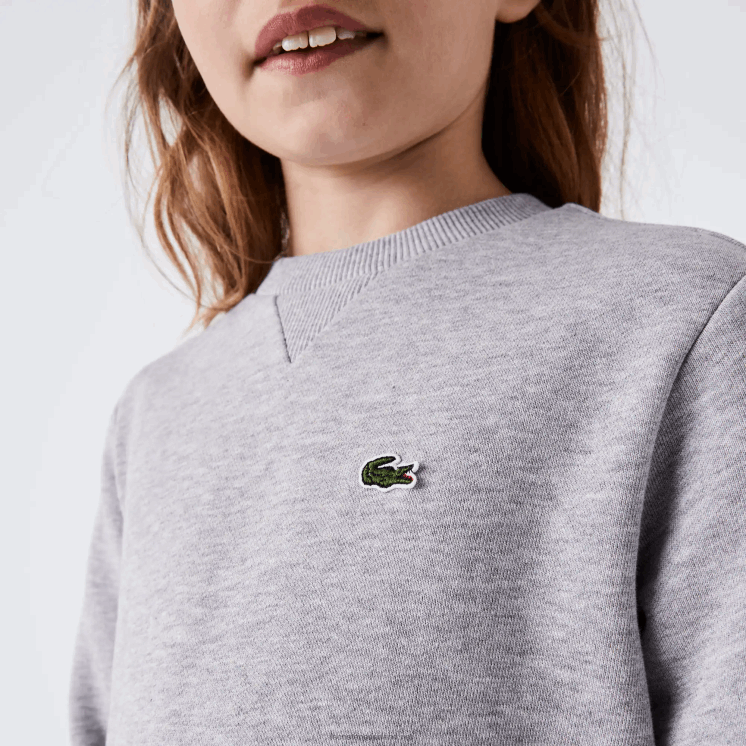 Lacoste geplooide katoenen fleece jurk 0828H3286 grijze chine ca meisjes