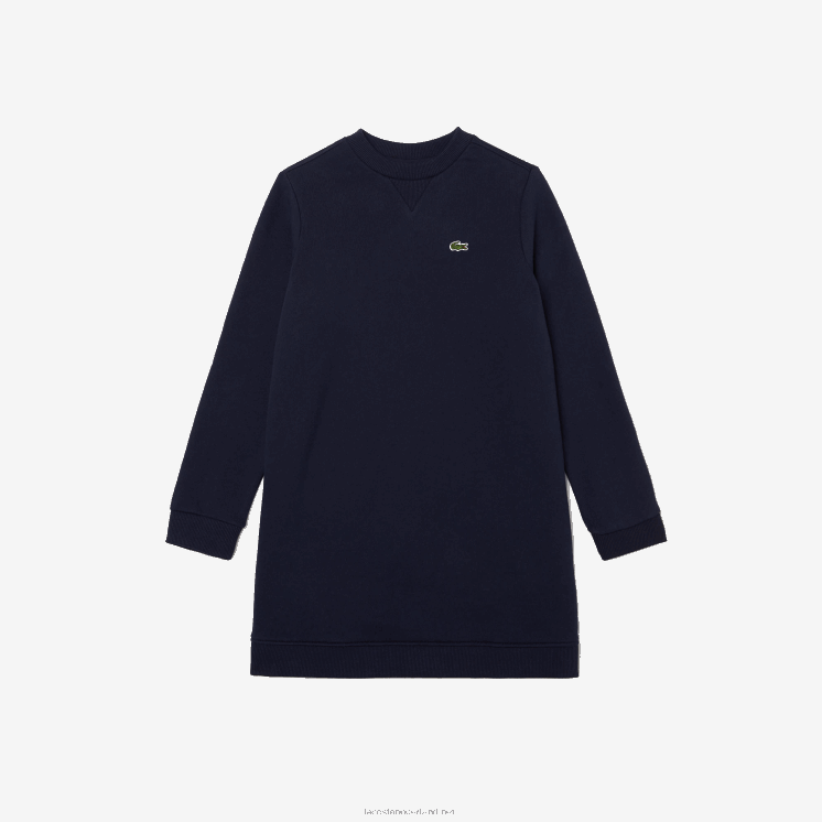 Lacoste geplooide katoenen fleece jurk 0828H3287 marineblauw 166 meisjes