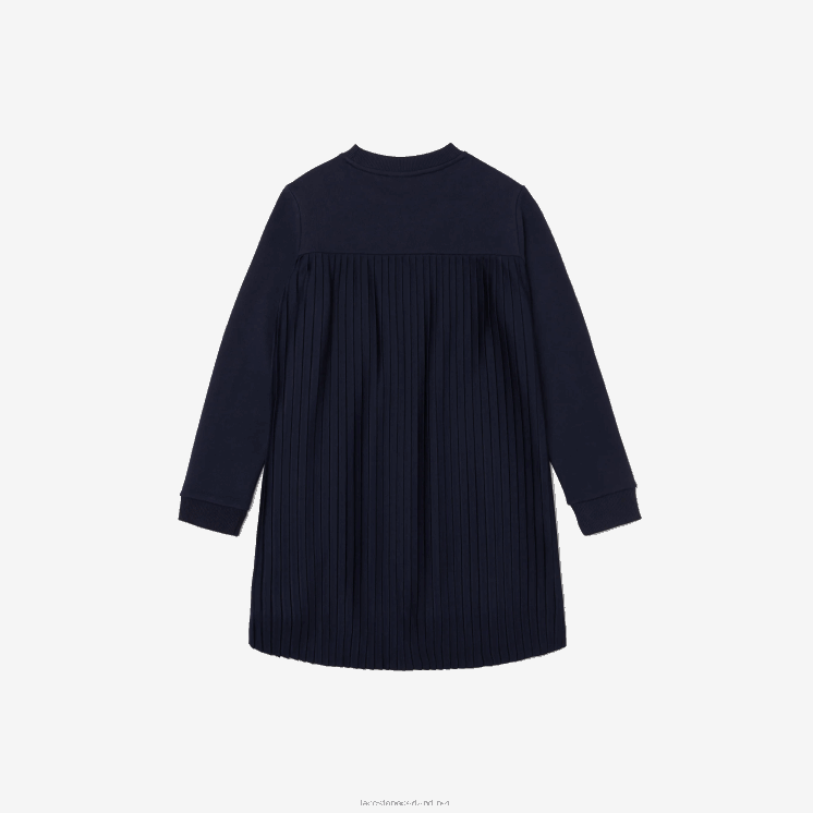 Lacoste geplooide katoenen fleece jurk 0828H3287 marineblauw 166 meisjes