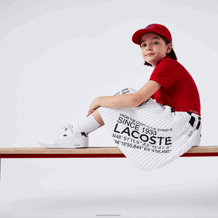 Lacoste jersey plooirok 0828H3291 wit 001 meisjes
