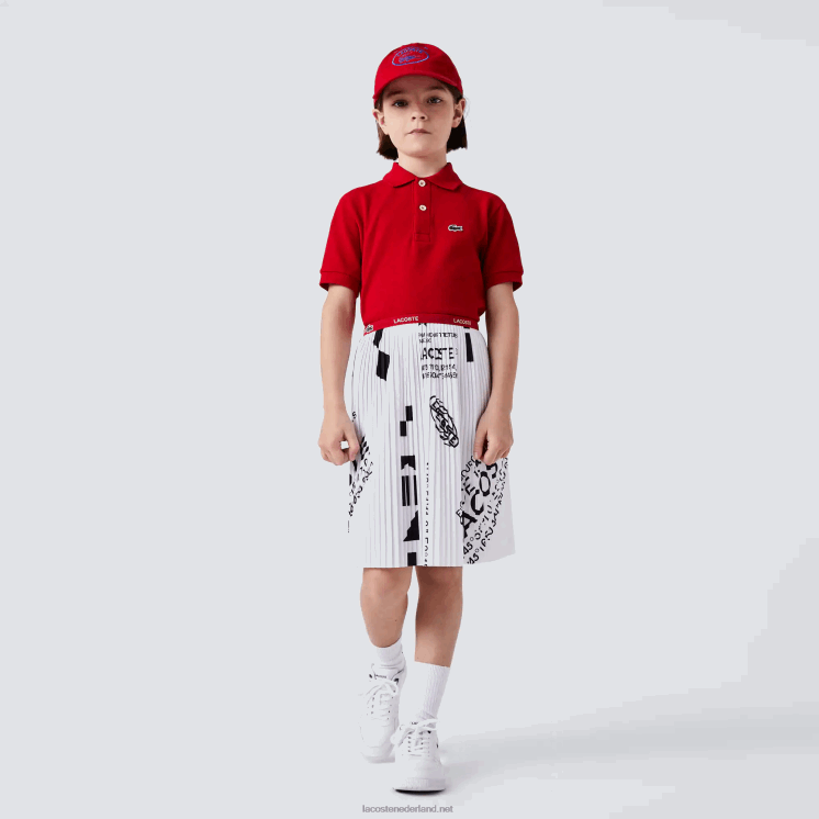 Lacoste jersey plooirok 0828H3291 wit 001 meisjes