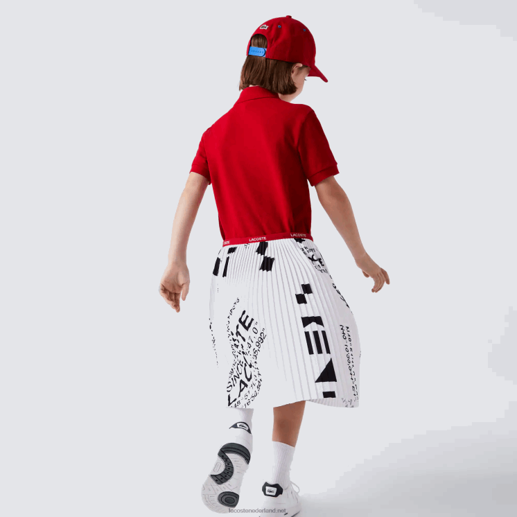 Lacoste jersey plooirok 0828H3291 wit 001 meisjes