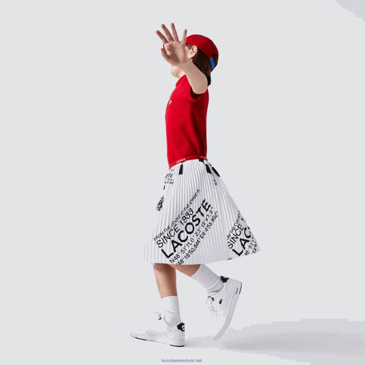 Lacoste jersey plooirok 0828H3291 wit 001 meisjes