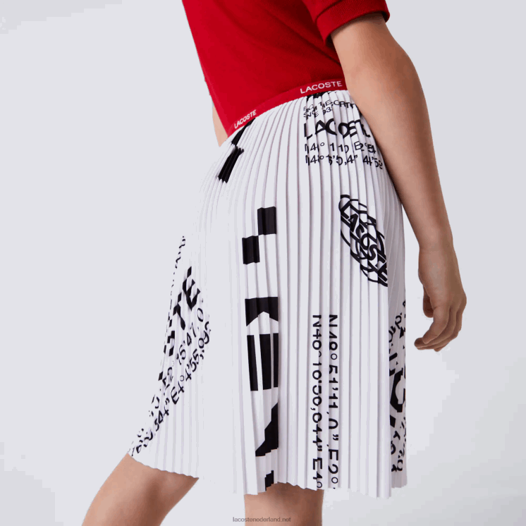 Lacoste jersey plooirok 0828H3291 wit 001 meisjes