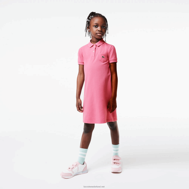 Lacoste katoenen polojurk 0828H3081 roze 2r3 meisjes