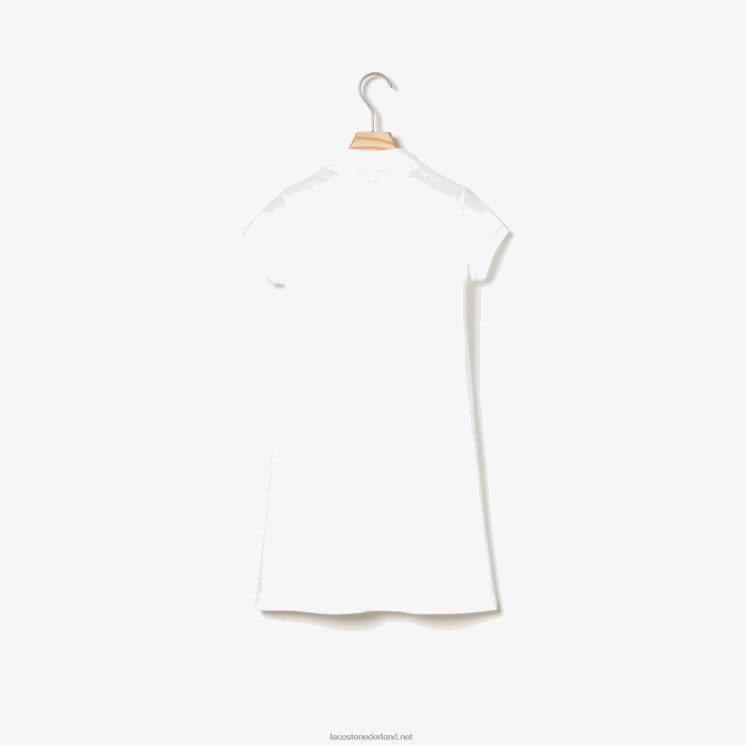 Lacoste katoenen polojurk 0828H3082 wit 001 meisjes