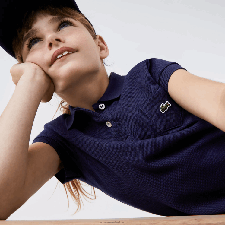 Lacoste katoenen polojurk 0828H3083 marineblauw 166 meisjes