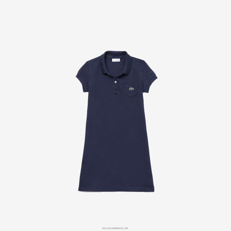 Lacoste katoenen polojurk 0828H3083 marineblauw 166 meisjes