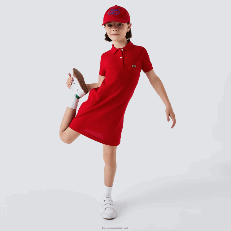 Lacoste katoenen polojurk 0828H3290 rood 240 meisjes