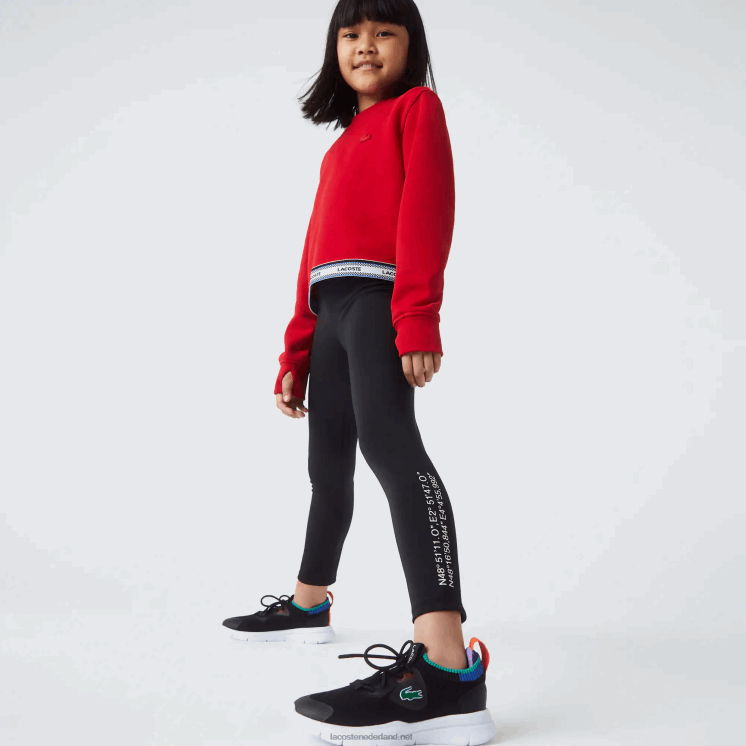 Lacoste legging met print in de taille 0828H3232 zwart 031 meisjes
