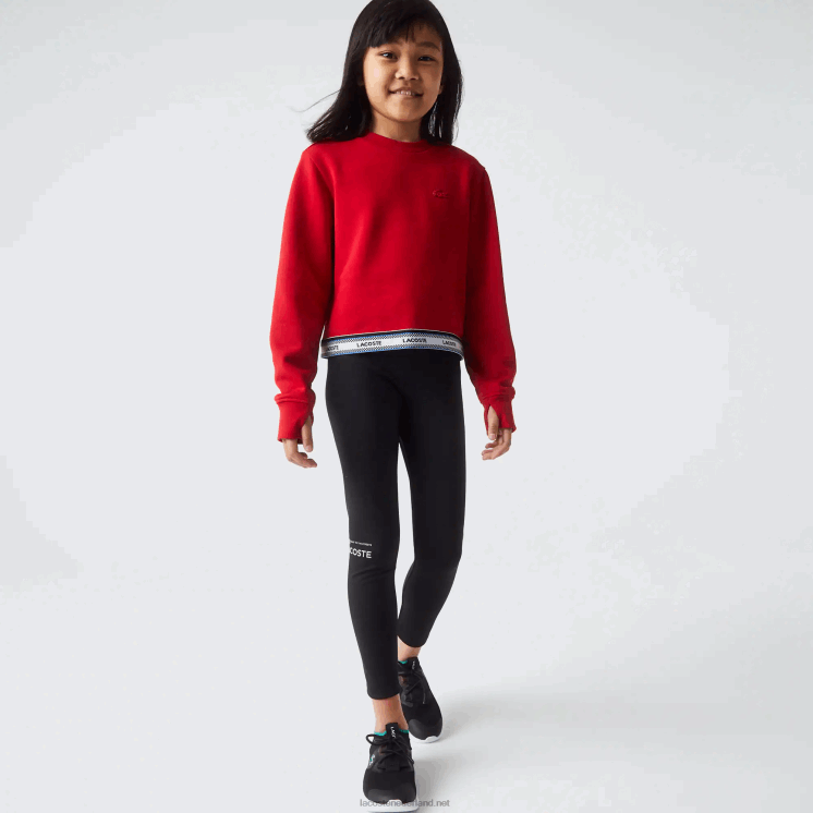 Lacoste legging met print in de taille 0828H3232 zwart 031 meisjes