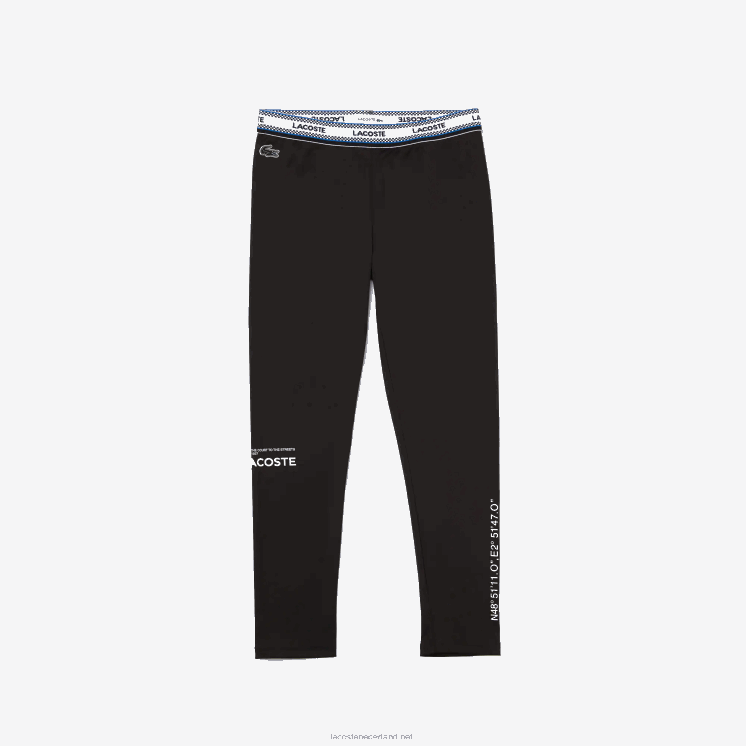 Lacoste legging met print in de taille 0828H3232 zwart 031 meisjes