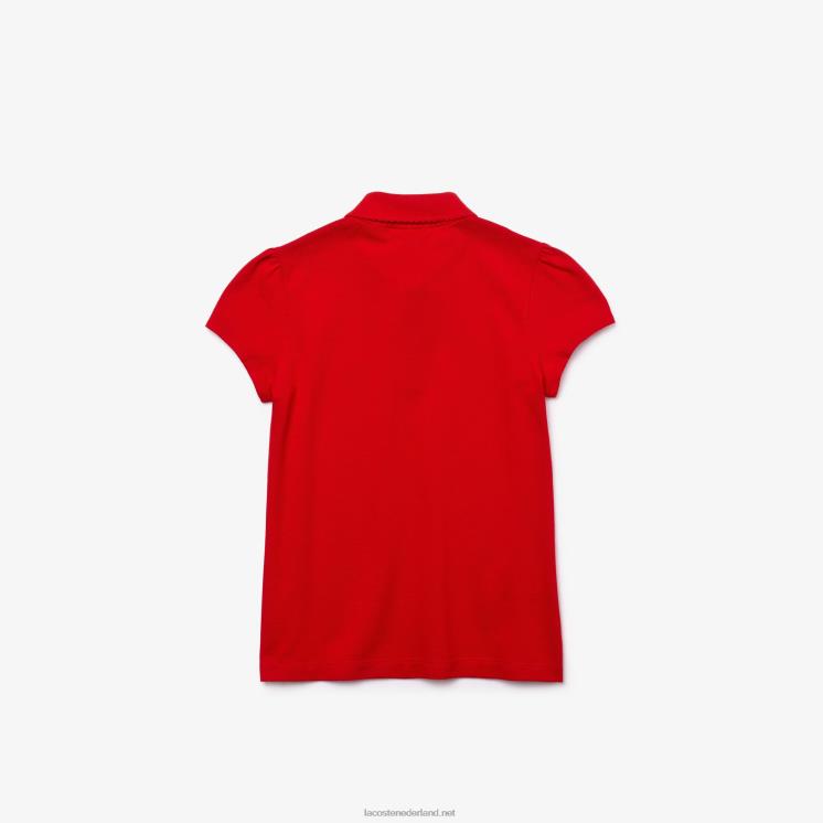 Lacoste mini piqué polo met geschulpte kraag 0828H2948 rood 240 meisjes