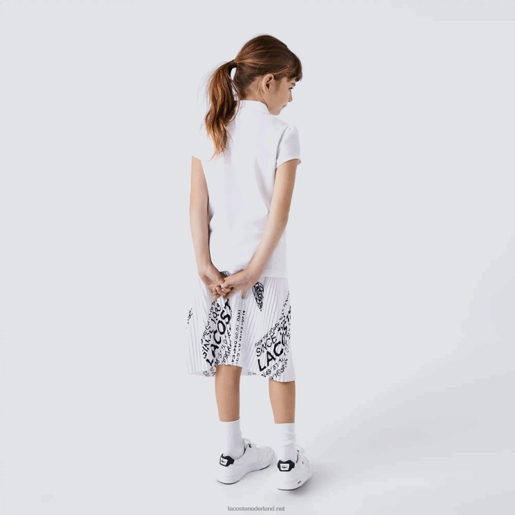 Lacoste mini piqué polo met geschulpte kraag 0828H2950 wit 001 meisjes