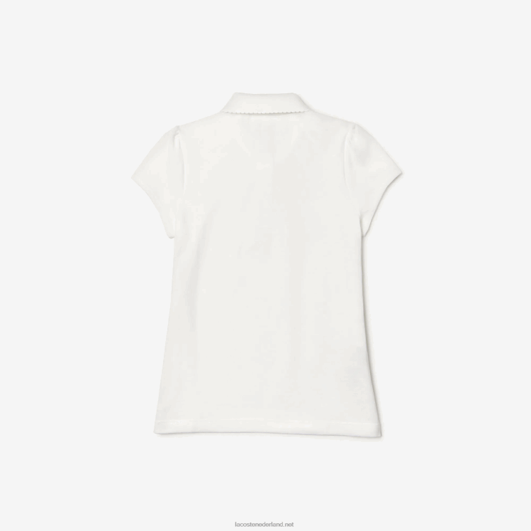 Lacoste mini piqué polo met geschulpte kraag 0828H2950 wit 001 meisjes