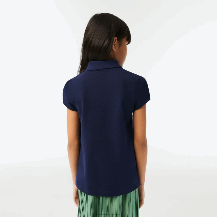 Lacoste mini piqué polo met geschulpte kraag 0828H2951 marineblauw 166 meisjes
