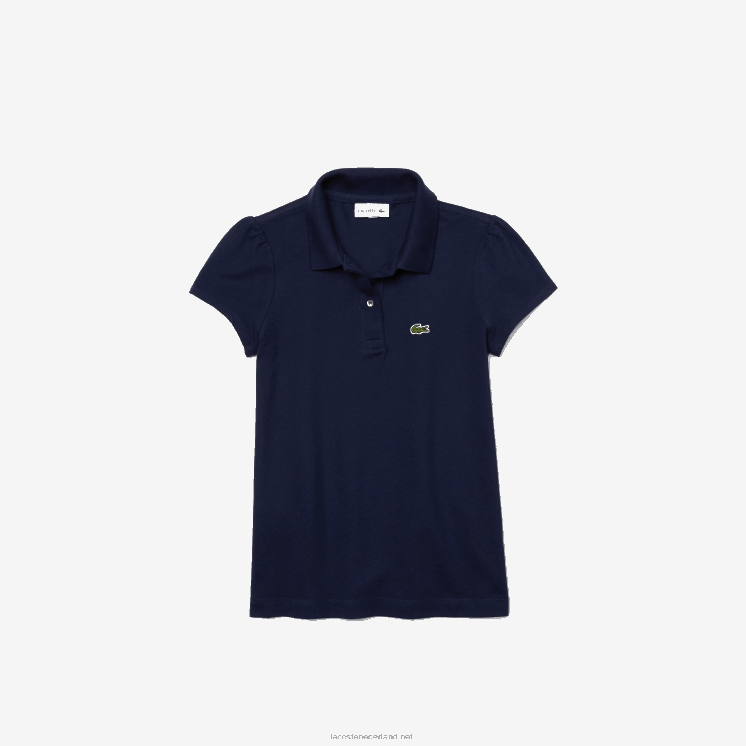 Lacoste mini piqué polo met geschulpte kraag 0828H2951 marineblauw 166 meisjes