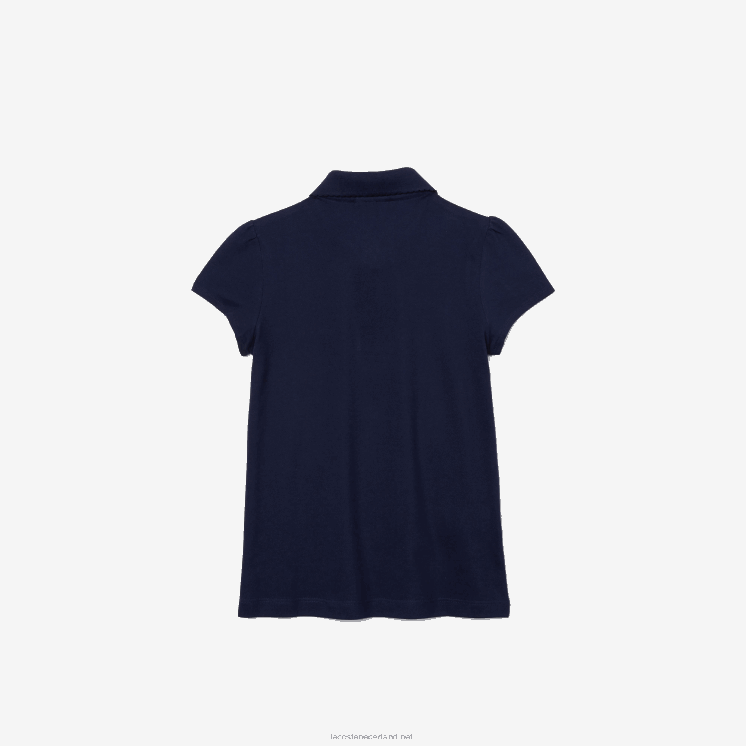 Lacoste mini piqué polo met geschulpte kraag 0828H2951 marineblauw 166 meisjes