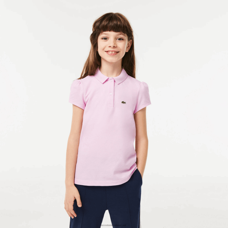 Lacoste mini piqué polo met geschulpte kraag 0828H2961 roze z4h meisjes