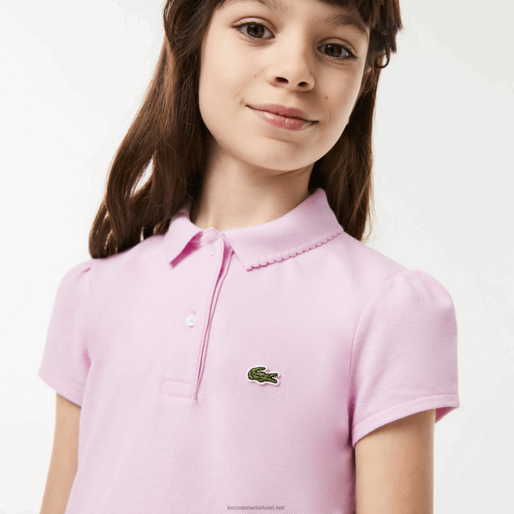 Lacoste mini piqué polo met geschulpte kraag 0828H2961 roze z4h meisjes
