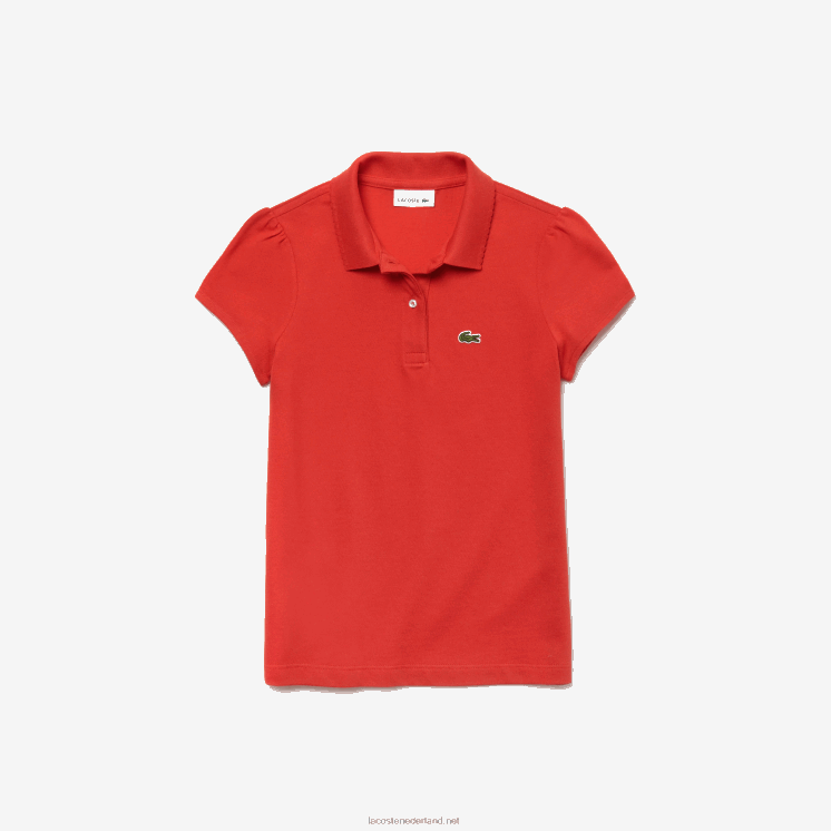 Lacoste mini piqué polo met geschulpte kraag 0828H2963 rode adx meisjes