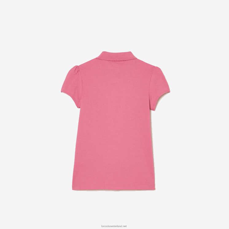 Lacoste mini piqué polo met geschulpte kraag 0828H3037 roze 2r3 meisjes
