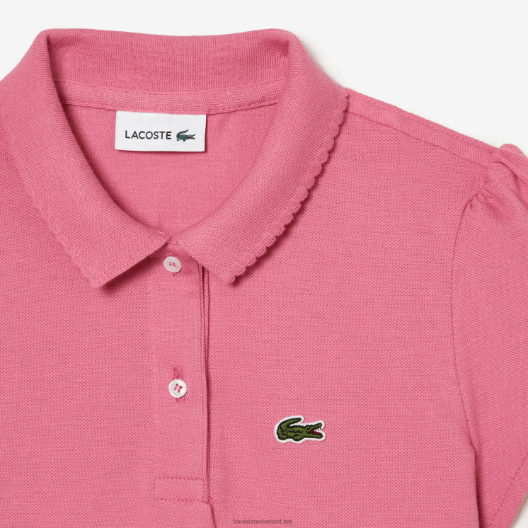 Lacoste mini piqué polo met geschulpte kraag 0828H3037 roze 2r3 meisjes