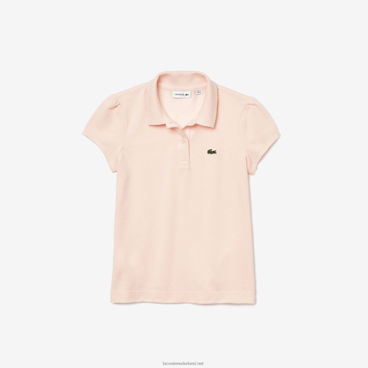 Lacoste mini piqué polo met geschulpte kraag 0828H3127 lichtroze cpm meisjes