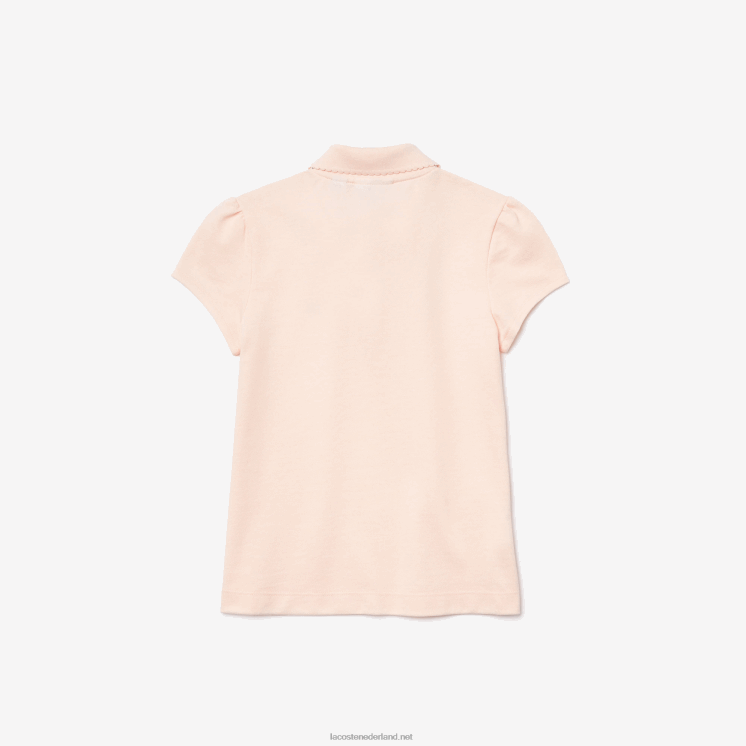 Lacoste mini piqué polo met geschulpte kraag 0828H3127 lichtroze cpm meisjes