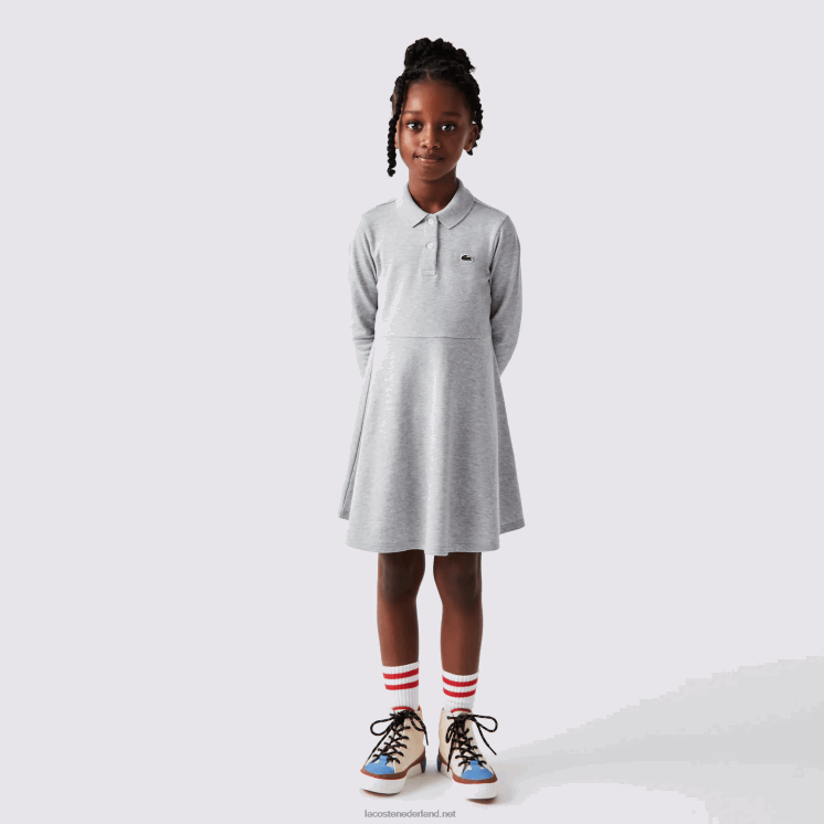 Lacoste piqué polojurk 0828H3282 grijze chine ca meisjes