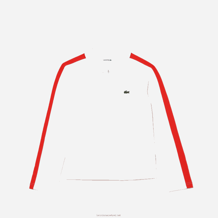 Lacoste polo met contrasterende band en ritssluiting 0828H3144 wit rood 7hu meisjes