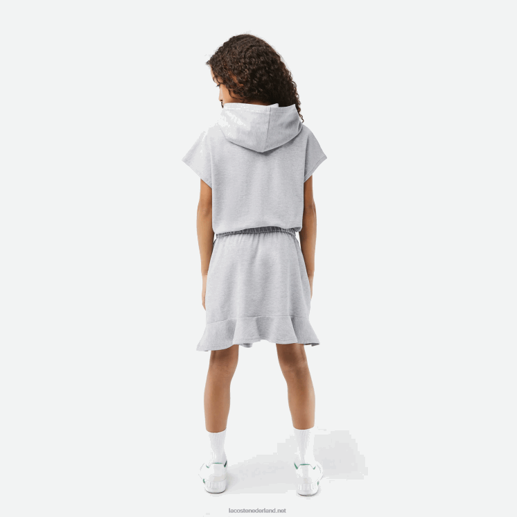 Lacoste stretch piqué mouwloze sweaterjurk 0828H3095 grijze chine ca meisjes
