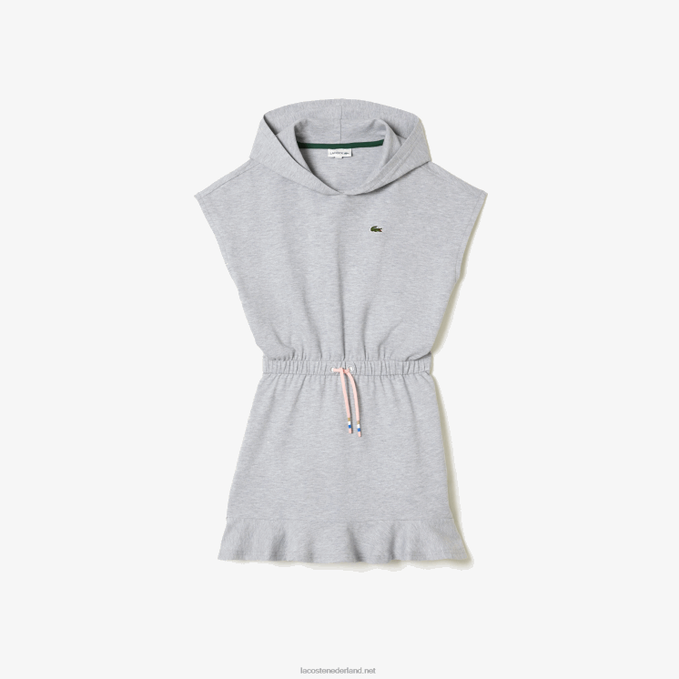 Lacoste stretch piqué mouwloze sweaterjurk 0828H3095 grijze chine ca meisjes