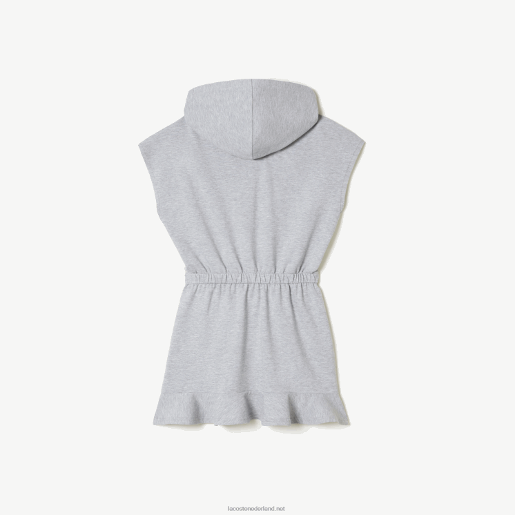 Lacoste stretch piqué mouwloze sweaterjurk 0828H3095 grijze chine ca meisjes