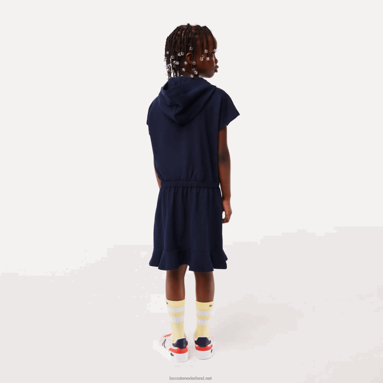Lacoste stretch piqué mouwloze sweaterjurk 0828H3096 marineblauw 166 meisjes
