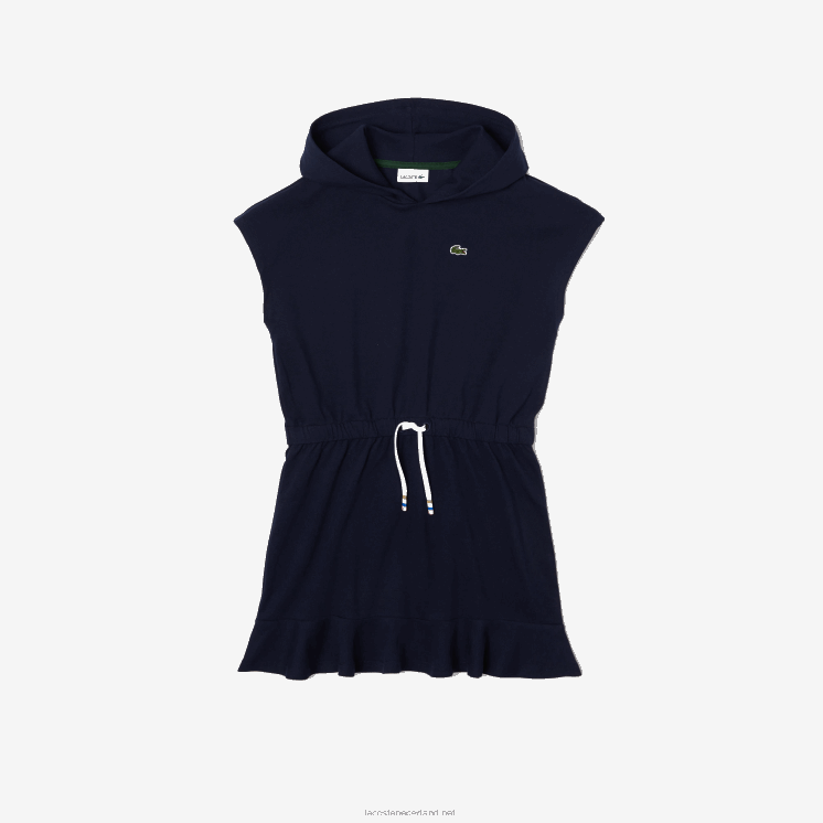 Lacoste stretch piqué mouwloze sweaterjurk 0828H3096 marineblauw 166 meisjes