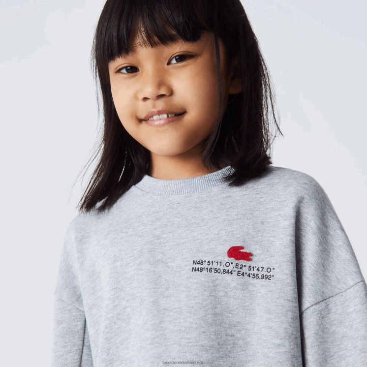 Lacoste sweaterjurk van katoenfleece 0828H3271 grijze chine ca meisjes