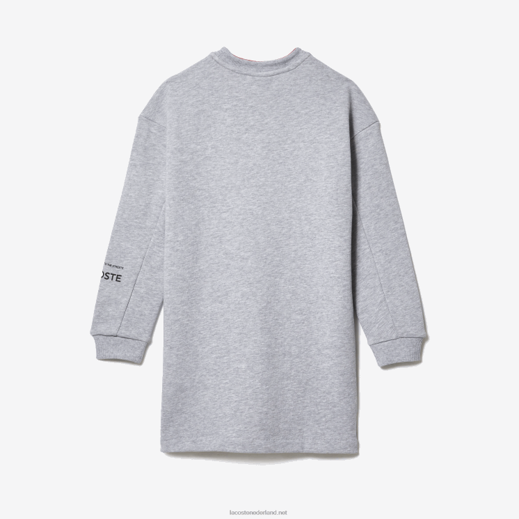 Lacoste sweaterjurk van katoenfleece 0828H3271 grijze chine ca meisjes