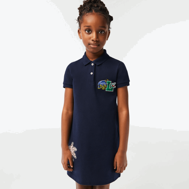 Lacoste vakantie polojurk van biologisch katoen 0828H3268 marineblauw 166 meisjes