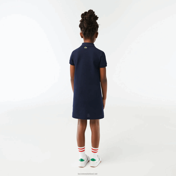 Lacoste vakantie polojurk van biologisch katoen 0828H3268 marineblauw 166 meisjes