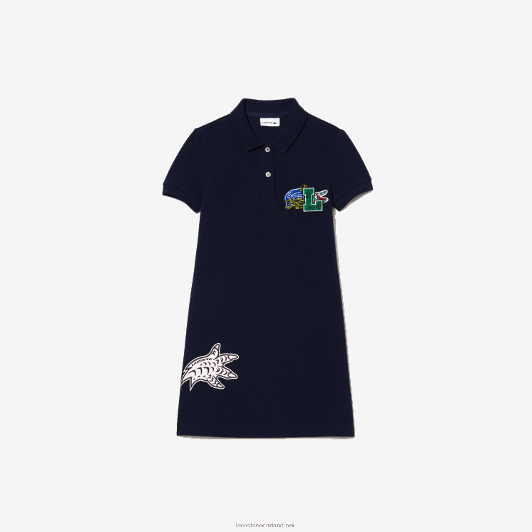 Lacoste vakantie polojurk van biologisch katoen 0828H3268 marineblauw 166 meisjes
