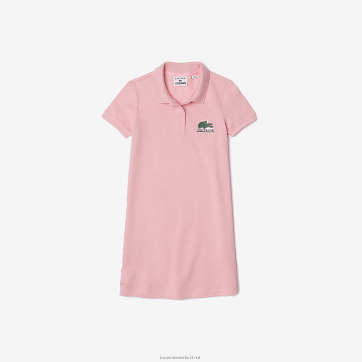 lacoste x minecraft katoenen piqué polojurk 0828H3297 roze 7sy meisjes