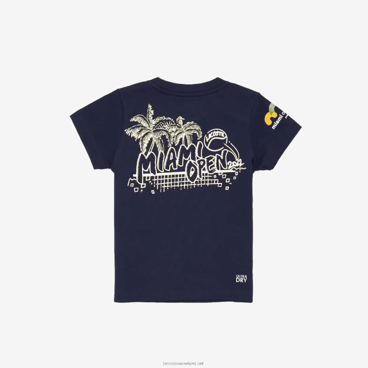 Lacoste Miami T-shirt met open grafisch logo 0828H3176 marineblauw 166 kinderen